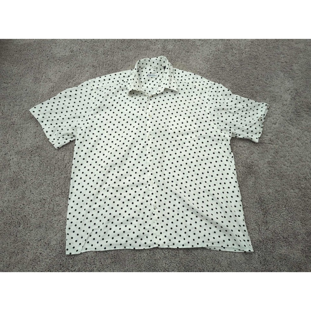 Bullock & Jones Button Up Shirt Mens XXL White Polka Dot Chest Pocket Casual‎